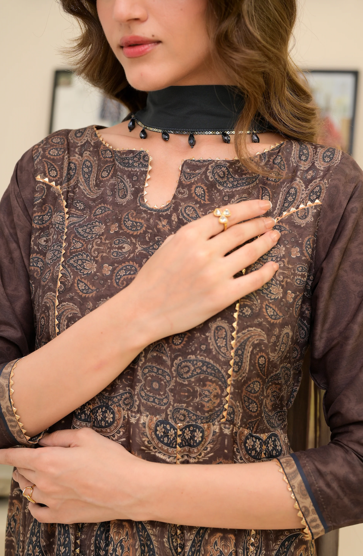 FAIZA SAQLAIN lawn  Frock 3 PCS UNSTITCHED PRINTED SUIT - VL1474