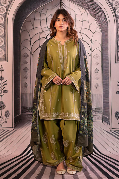 URGE-3PC DHANAK EMBROIDERED SUIT - zab1131