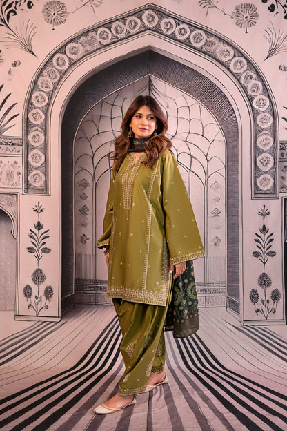 URGE-3PC DHANAK EMBROIDERED SUIT - zab1131