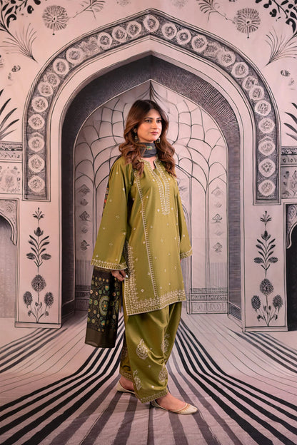 URGE-3PC DHANAK EMBROIDERED SUIT - zab1131
