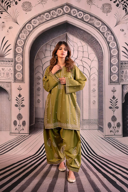 URGE-3PC DHANAK EMBROIDERED SUIT - zab1131