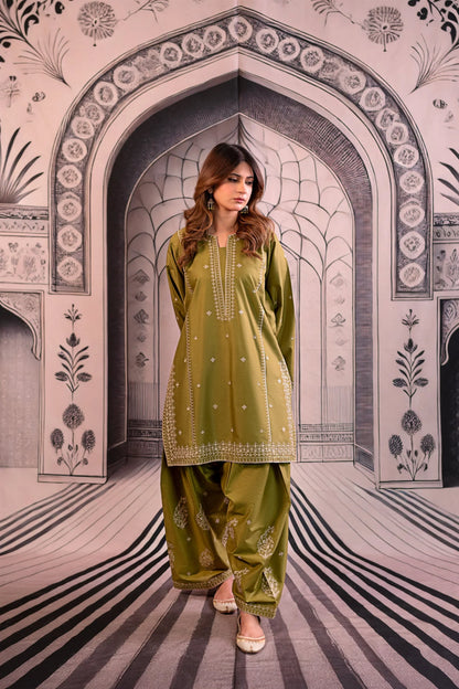 URGE-3PC DHANAK EMBROIDERED SUIT - zab1131