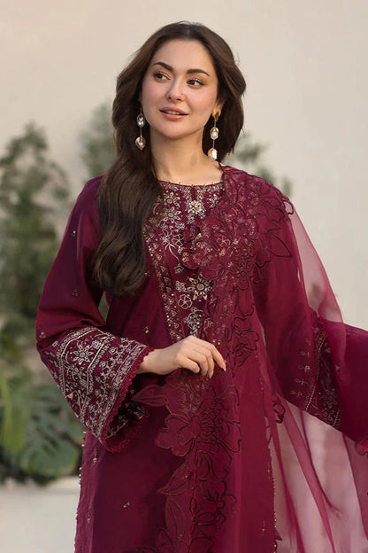 Velvet 3-Piece Dress with Embroidered Organza Dupatta - VL948
