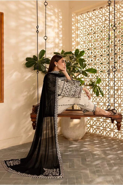 Nisa - 3PC Lawn Embroidered Suit - VL1007