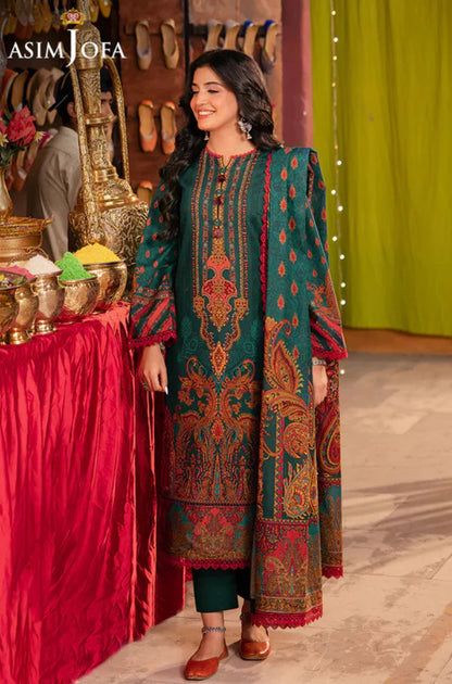Asim Jofa - Winter 3PC Karandi Digital Print Dress - VL1200