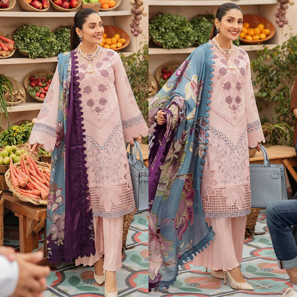 VL419 MUSHQ 3PC EMBROIDERED LAWN SUIT WITH PURE CHIFFON DUPATTA