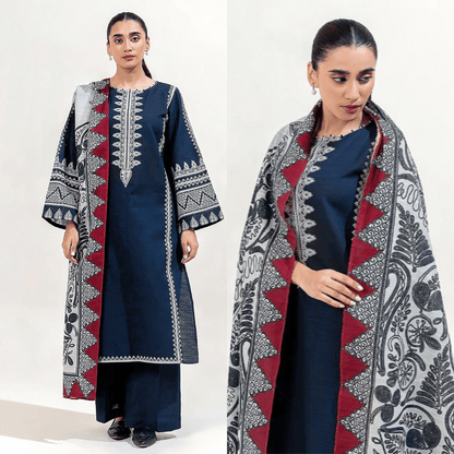 Urge Embroidered Dhanak Three Piece - VL1118