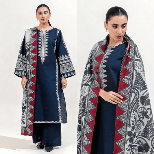 Urge Embroidered Dhanak Three Piece - VL1118