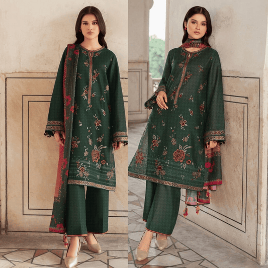 Jazmin 3pcs Unstitched Embroidered Dhanak Suite- VL1121