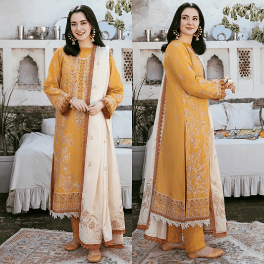 Bin Ilyas - 3PC Dhanak Embroidered Suit - VL1139
