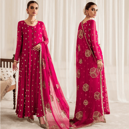 Iznik - Chiffon 3 Piece Sequin Embroidered Dress - VL1186
