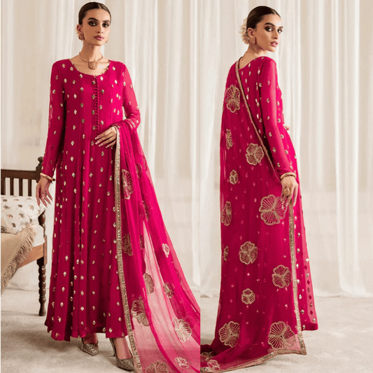 Iznik - Chiffon 3 Piece Sequin Embroidered Dress - VL1186