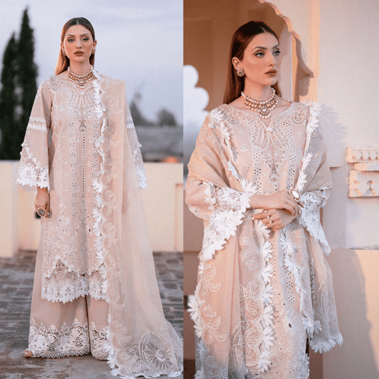 Zarpash Chikenkari Embroidered Dhanak Three Piece Zarpash - VL1187