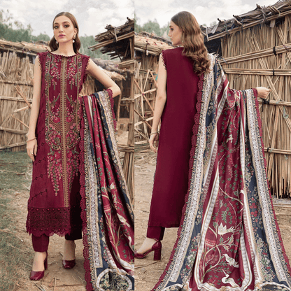 Rehan Rehar 3 Piece Embroidered Dhanak Suit - VL1217