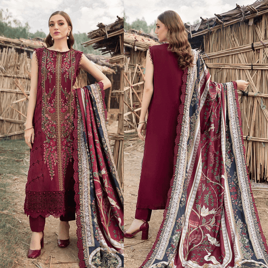 Rehan Rehar 3 Piece Embroidered Dhanak Suit - VL1217