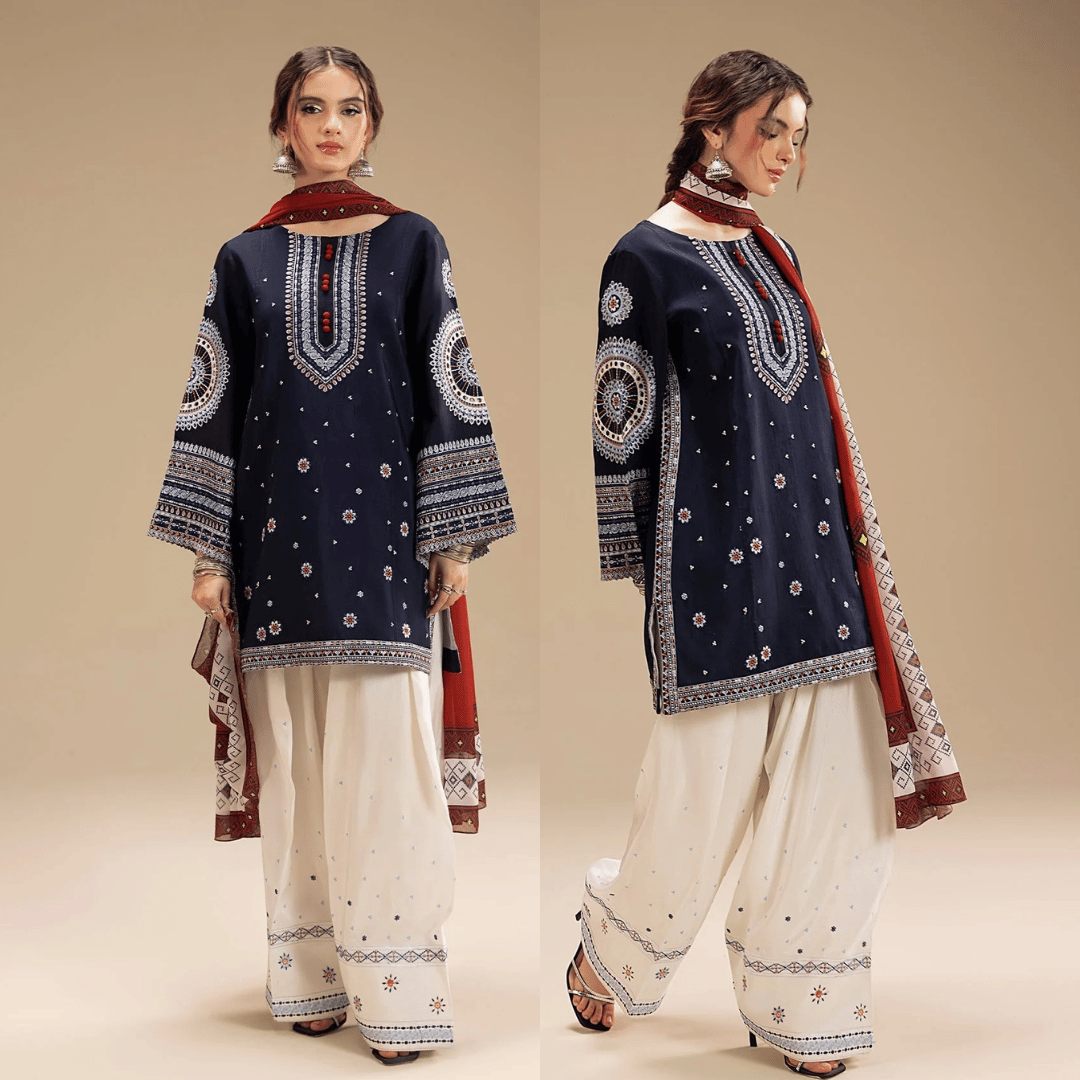 JAZMIN - UNSTITCHED 3PC DHANAK EMBROIDERED SUIT - VL1229