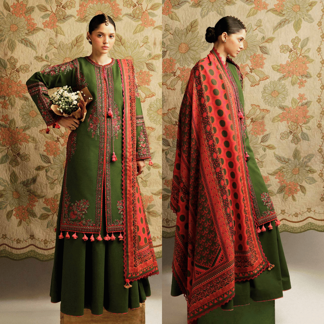 Rehan Rehar 3 Piece Embroidered Dhanak Suit - VL1233
