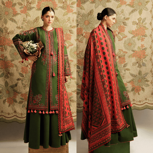 Rehan Rehar 3 Piece Embroidered Dhanak Suit - VL1233
