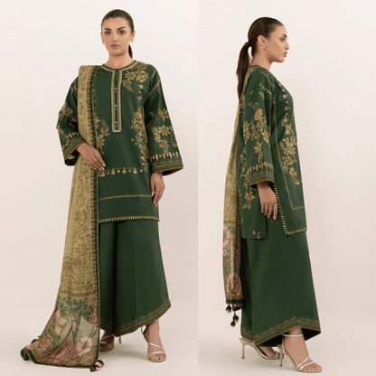 Sapphire - 3 Piece Embroidered Dhanak Suit - VL1234