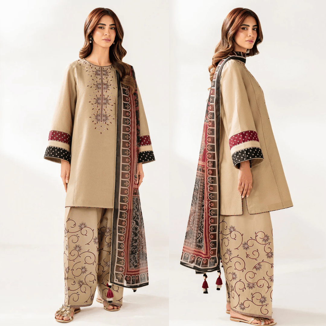 Jazmin - Winter 3PC Dhanak Embroidered Suit - VL1236