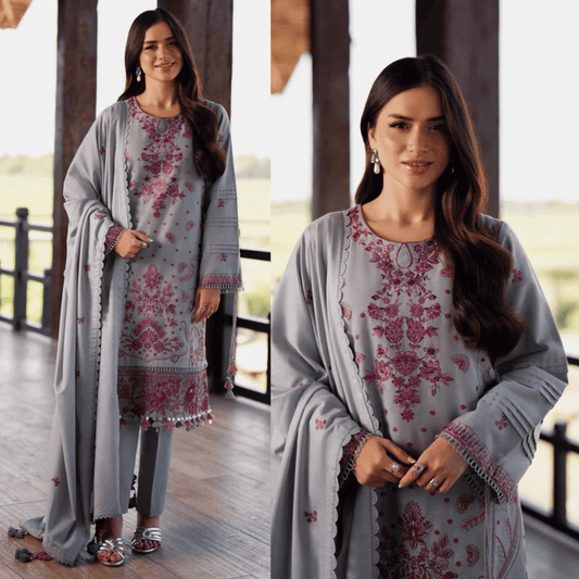 Nishat, unstitched 3 piece Dhanak sequence embroidered suit - VL1249