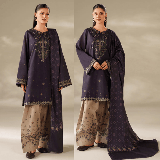 Iznik - UNSTITCHED 3PC DHANAK EMBROIDERED SUIT - VL1251