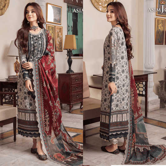 Asim Jofa - Winter 3PC Karandi Digital Print Dress - VL1254