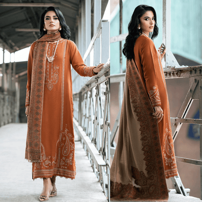 izel - Winter 3PC Dhanak Embroidered Suit - VL1262