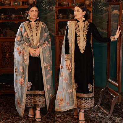 Zainab Chotani - Embroidered Velvet Dress - VL944