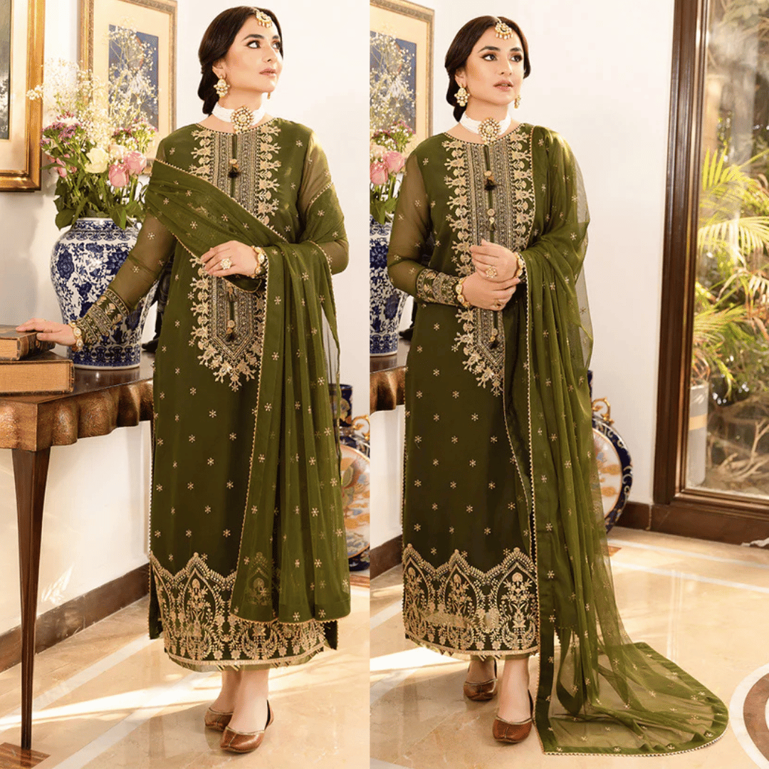 Jazmin - Embroidered Velvet 3-Piece Dress - VL940