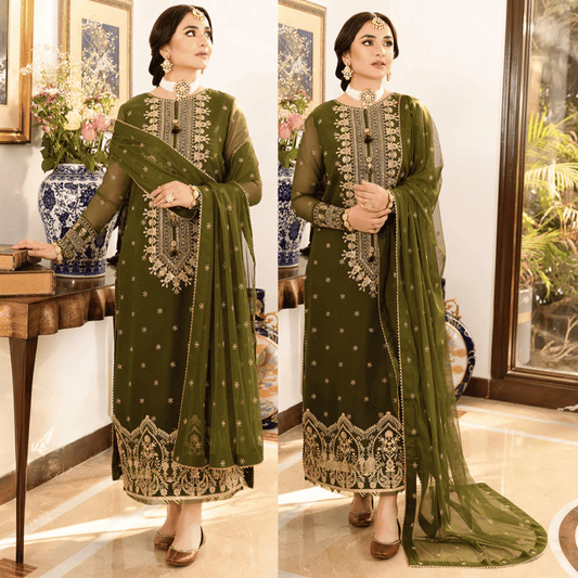 Jazmin - Embroidered Velvet 3-Piece Dress - VL940