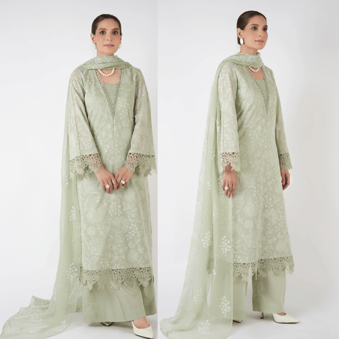 Bin ilyas - Summer 3PC Lawn Embroidered Suit - VL1276