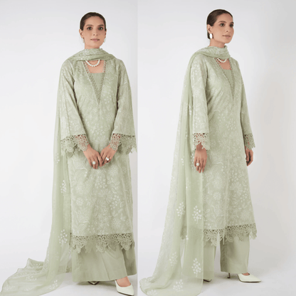 Bin ilyas - Summer 3PC Lawn Embroidered Suit - VL1276