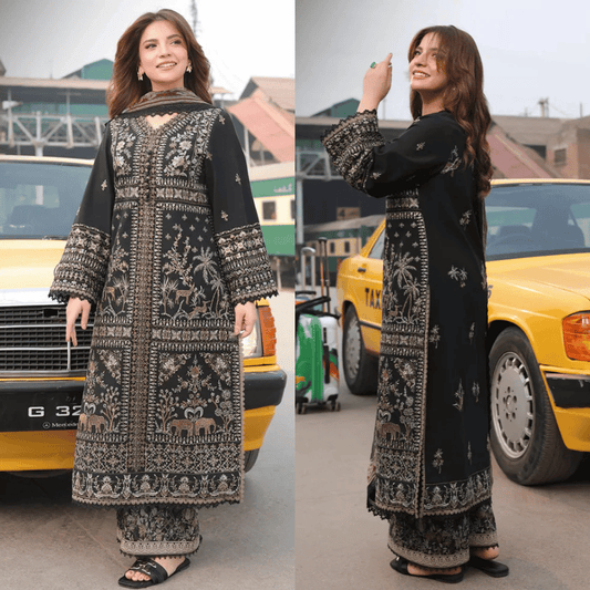 Asim Jofa - Winter 3PC Dhanak Embroidered Suit - VL1284