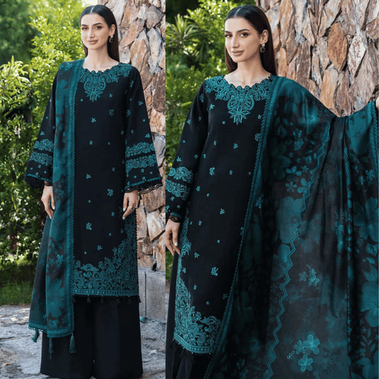 Bareeze 3-Piece Embroidered Lawn Dress Design with Chiffon Printed Dupatta - VL1298