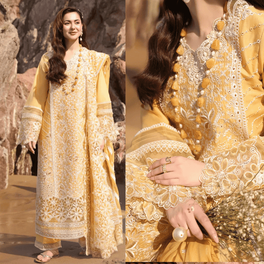 Chikenkari Qalamkar Embroidered 3 PC Lawn - VL1293