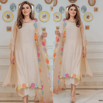 ZAB - 3PC (Unstitched) Lawn Embroidered Shirt With Embroidered Organza Dupatta - VL1300