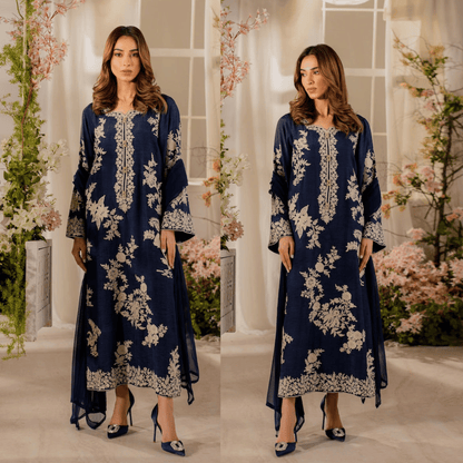 Summer Unstitched 3PCs Embroidered Lawn Dress With Manaar Dupatta - VL1306