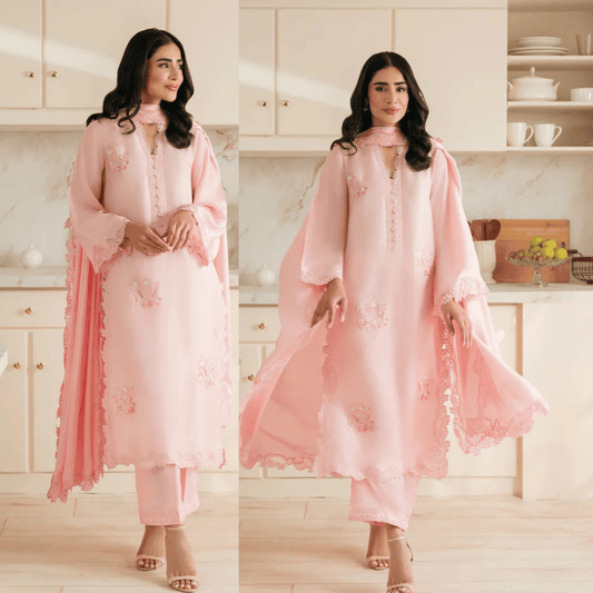 Nisa, Lawn 3.piece embroidered Summer suit with Orgenza dupatta - VL1311