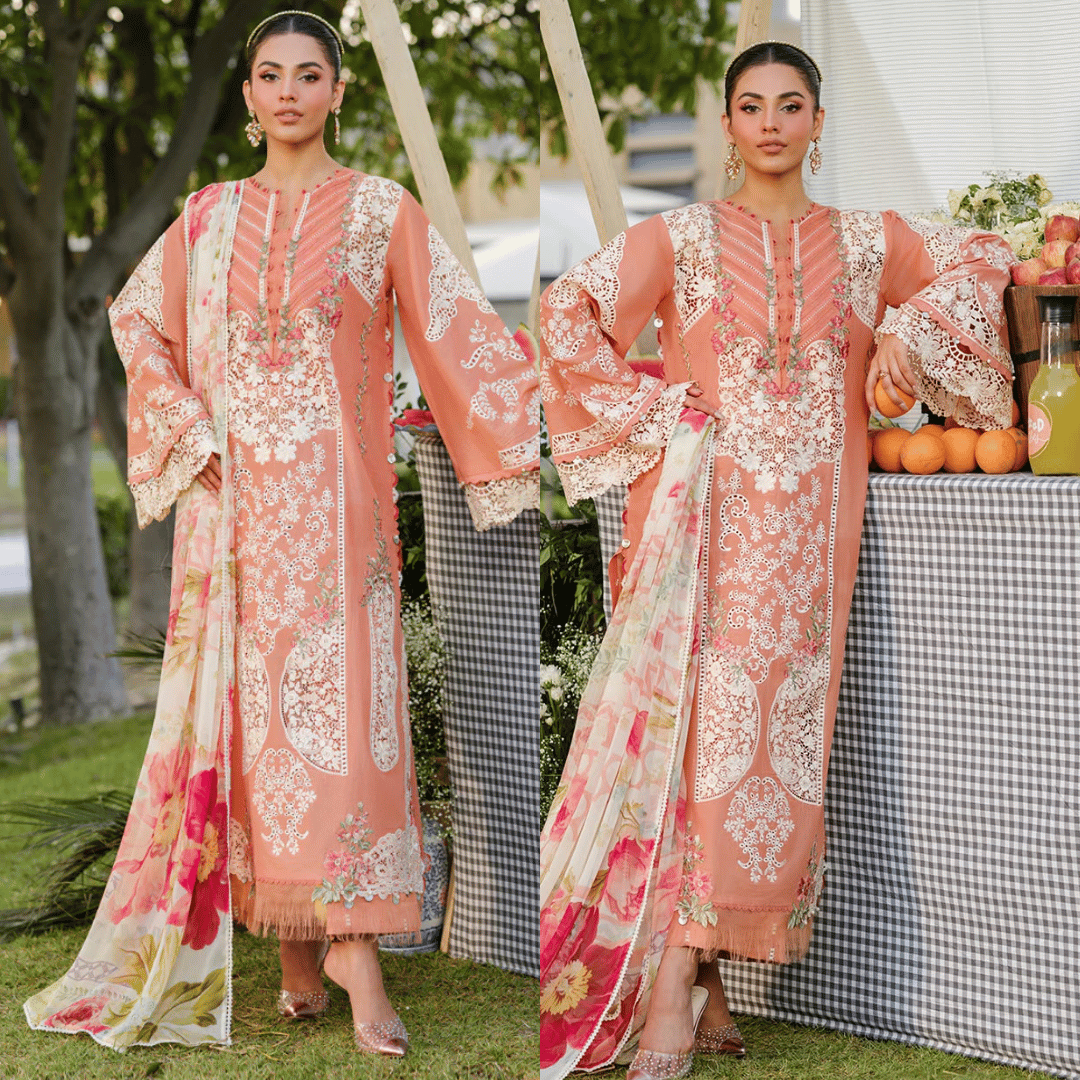 Elaf - Summer 3PC Lawn Chikenkari Embroidered Shirt - VL1320