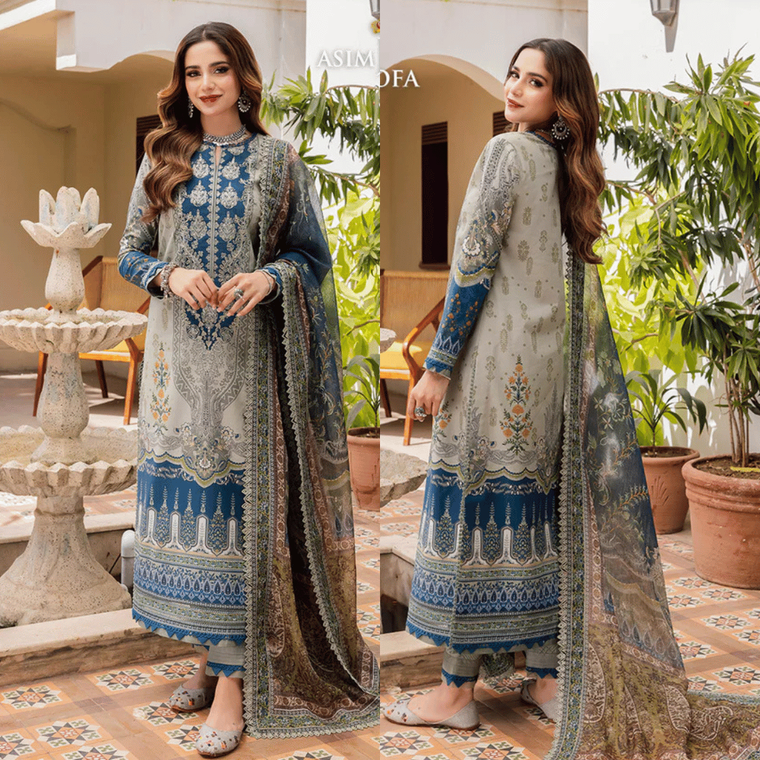 Asim Jofa - Summer 3PC Lawn Digital Print Dress - VL1321