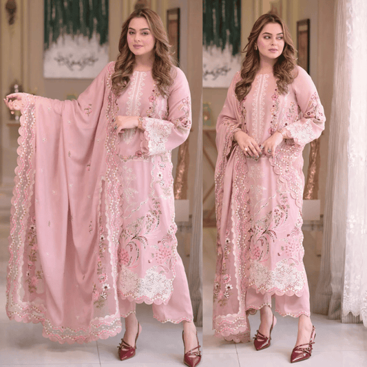 ANEELA’S - Unstitched Luxury Lawn Heavy Embroidered 3PC Suit - VL1326