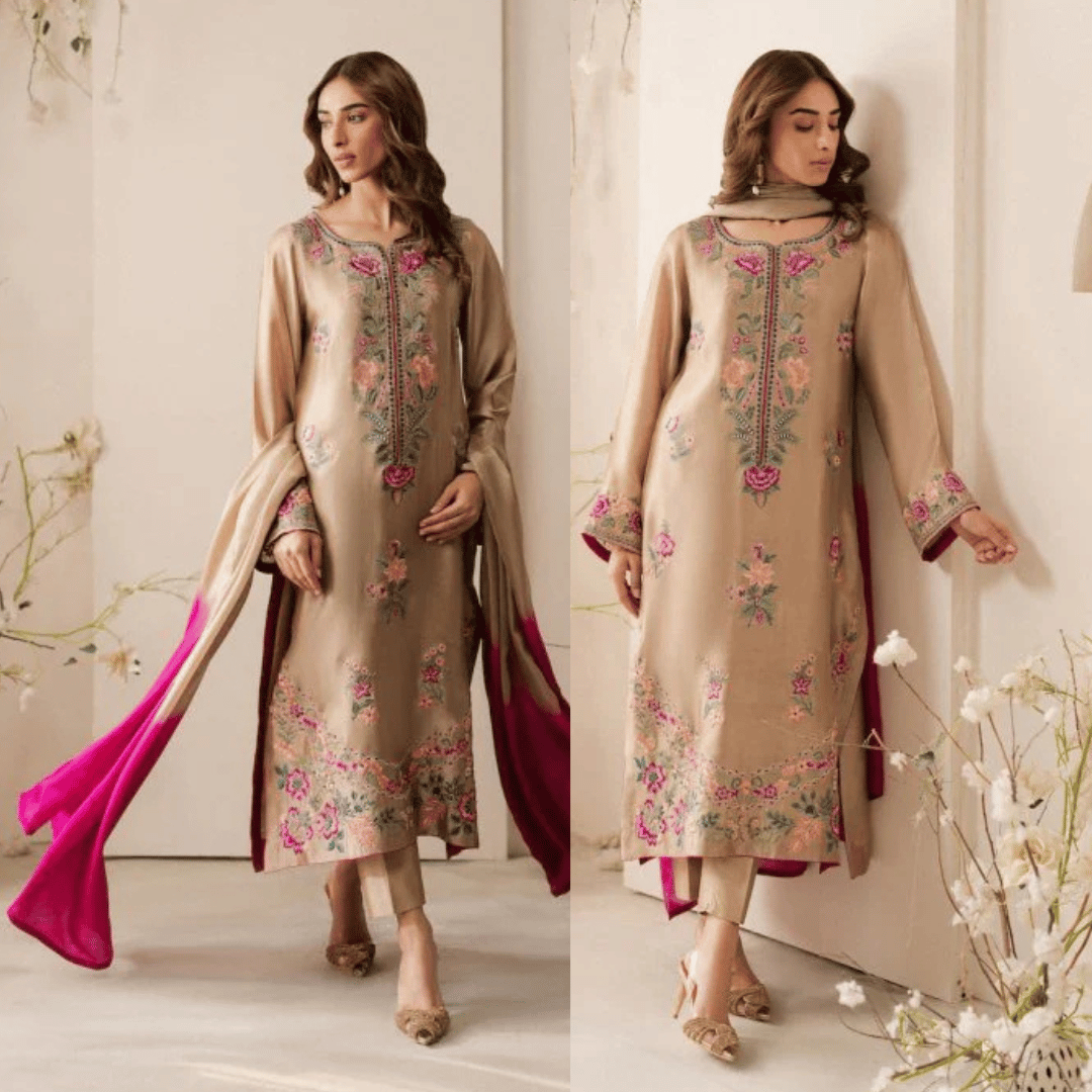Lawn-3PC Embroidered Shirt with Chiffon Dupatta - VL1331