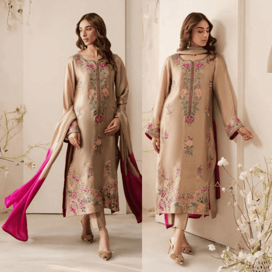 Lawn-3PC Embroidered Shirt with Chiffon Dupatta - VL1331