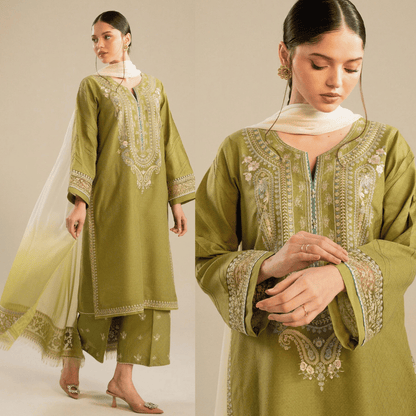 Zara Shahjahan - Embroidered Lawn 3pc with Embroidered Chiffon Dupatta- VL1335
