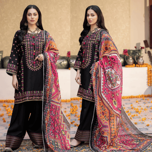 Veezal - Unstitched Luxury Lawn Heavy Embroidered 3PC Suit - VL1343