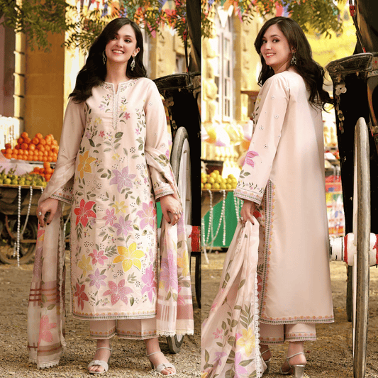 Veezal - Unstitched Luxury Lawn Heavy Embroidered 3PC Suit - VL1356