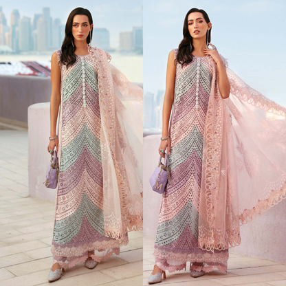 Veezal -Summer 3PC Lawn ChickenKari Embroidered Suit- VL1357