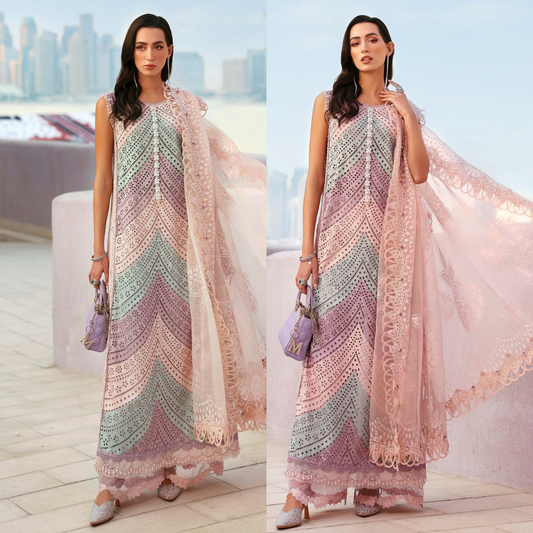 Veezal -Summer 3PC Lawn ChickenKari Embroidered Suit- VL1357