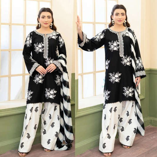 ZARA SHAHJAHAN-3PC LAWN EMBROIDERED SHIRT WITH CHIFFON PRINTED DUPATTA - VL1404